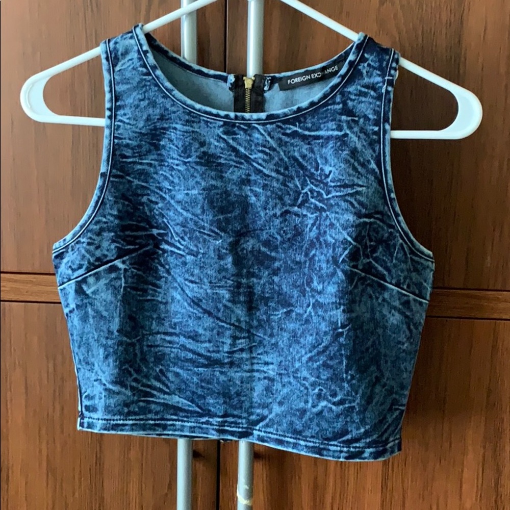 Zip back crop tank top